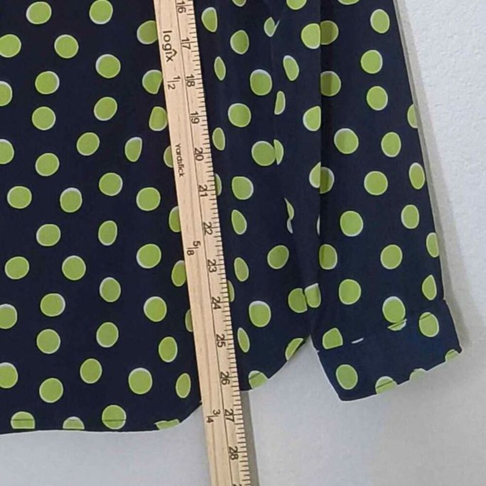 GAP Navy Blue Lime Green Twee Polka Dot Popover Blouse Tunic Shirt Womens M - Picture 4 of 5